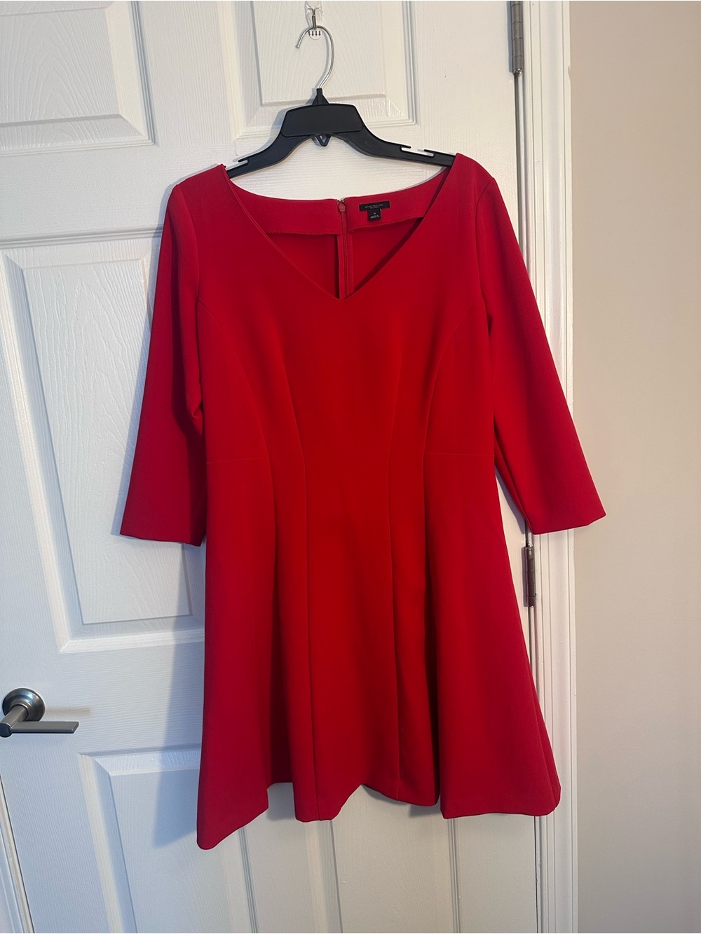 Ann Taylor Red V‑Neck Fit & Flare Mini Dress